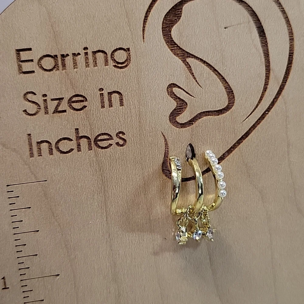 Claw Style Huggies with Faux Pearl, Crystal Dangles, S925 - Picture 7 of 7